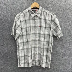 Quiksilver Men's Shirt Casual Relax, Short Sleeve, White Silver Stripe, Size S/P